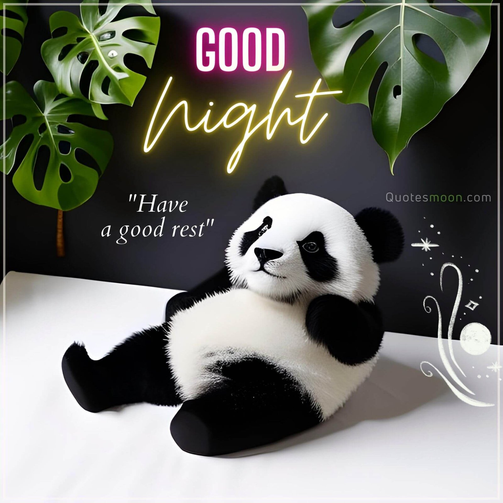 cute panda good night wish wallpaper