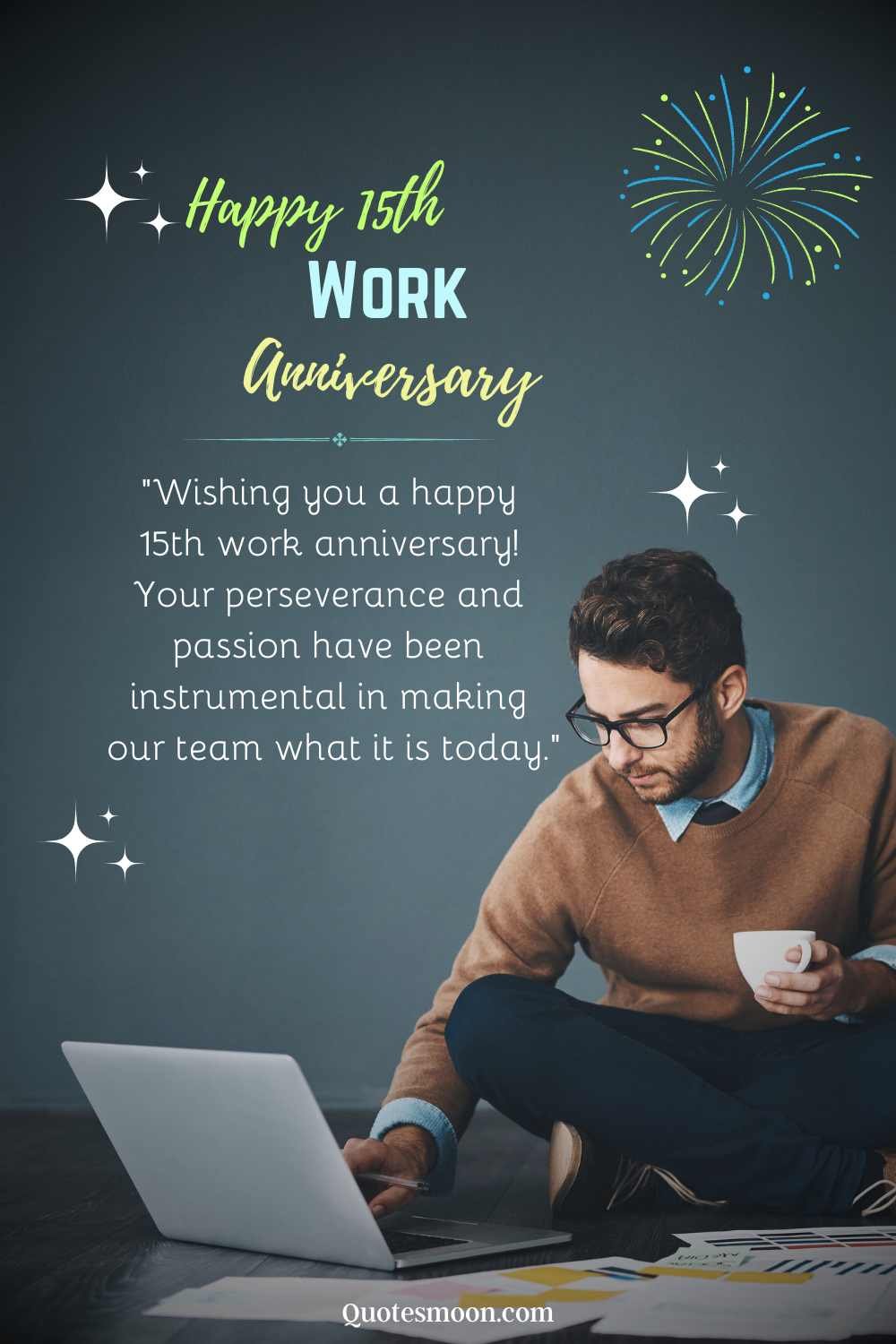15 year work anniversary card for team wishes