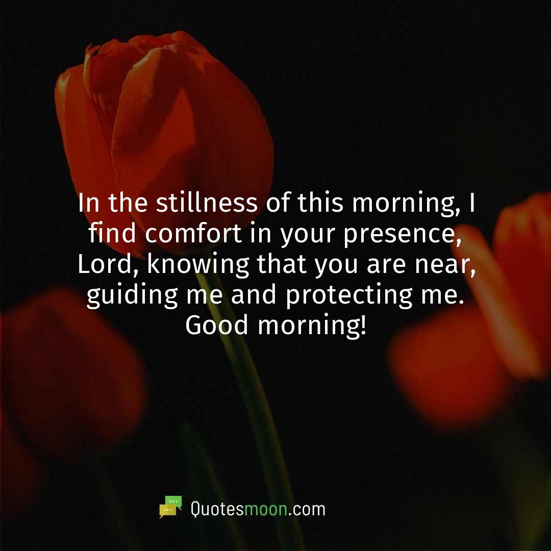 In the stillness of this morning, I find comfort in your presence, Lord, knowing that you are near, guiding me and protecting me. Good morning!