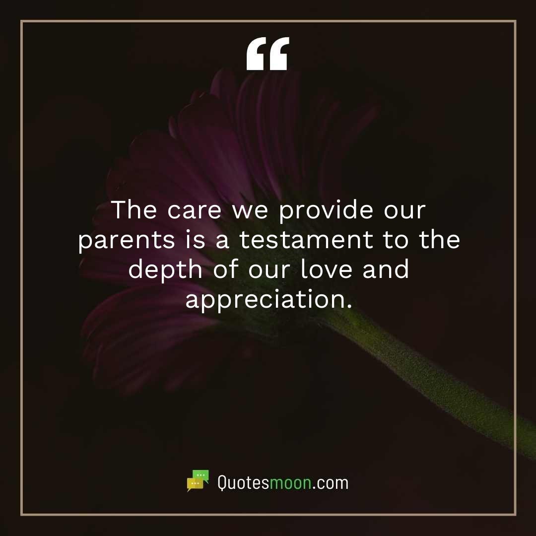 The care we provide our parents is a testament to the depth of our love and appreciation.