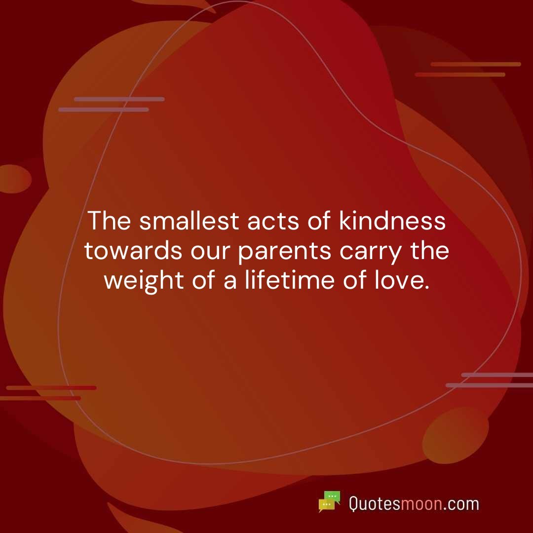 The smallest acts of kindness towards our parents carry the weight of a lifetime of love.