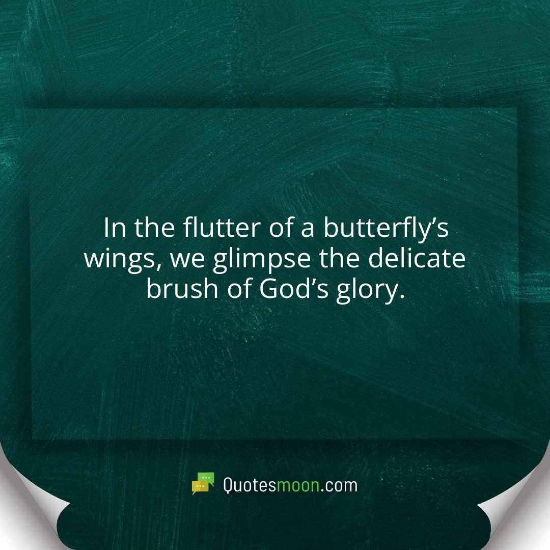 In the flutter of a butterfly’s wings, we glimpse the delicate brush of God’s glory.