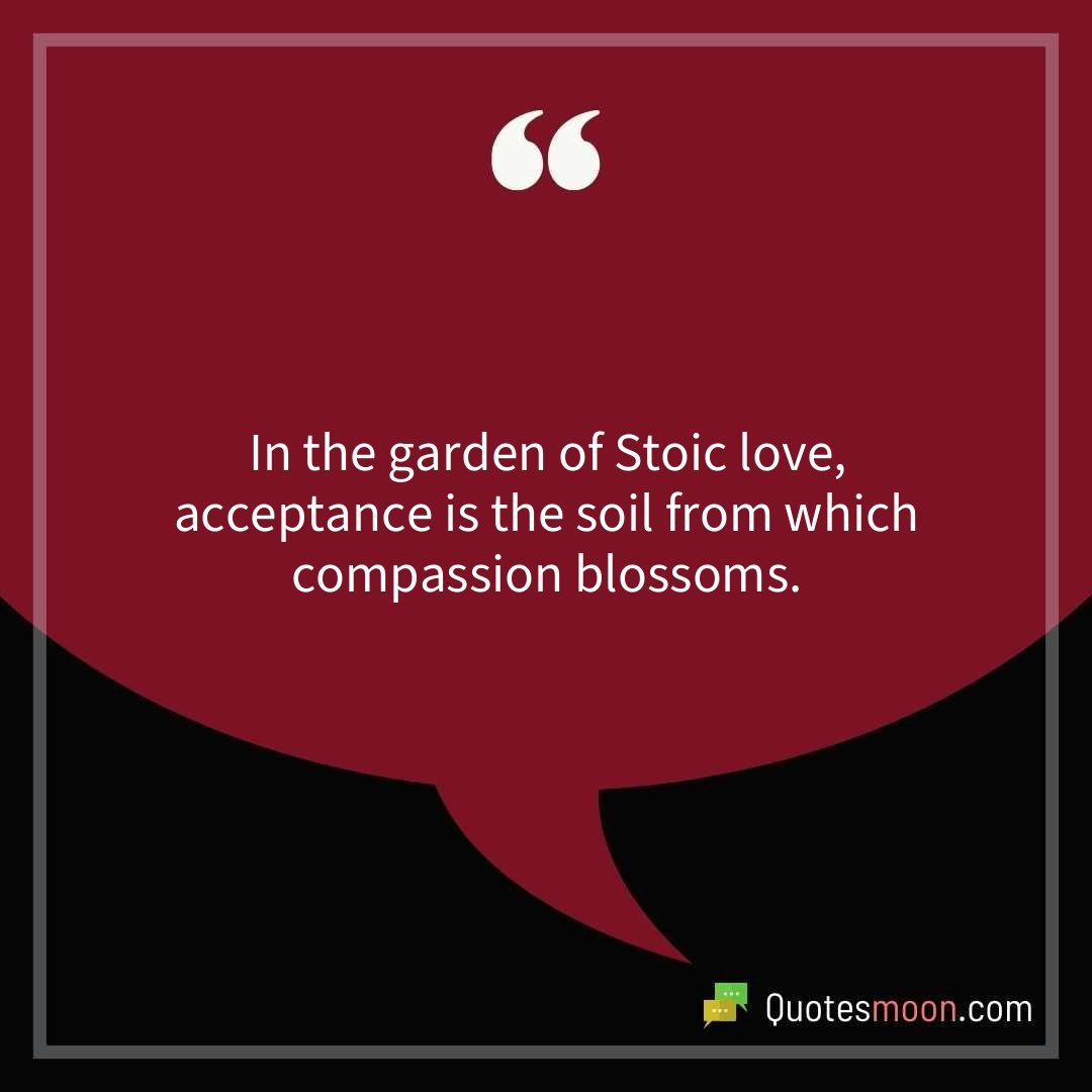 In the garden of Stoic love, acceptance is the soil from which compassion blossoms.