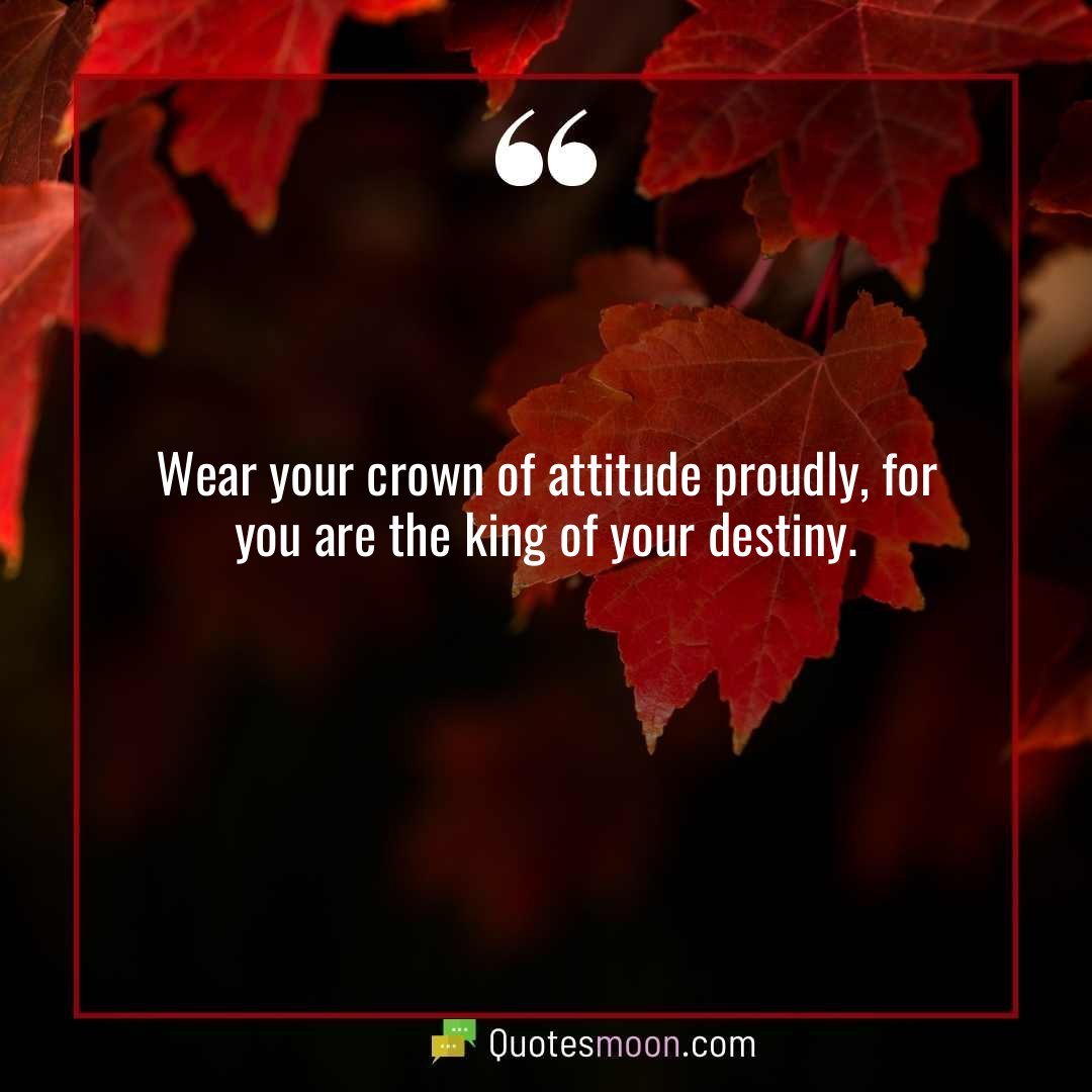 Wear your crown of attitude proudly, for you are the king of your destiny.