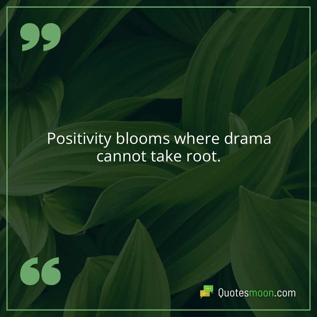 Positivity blooms where drama cannot take root.