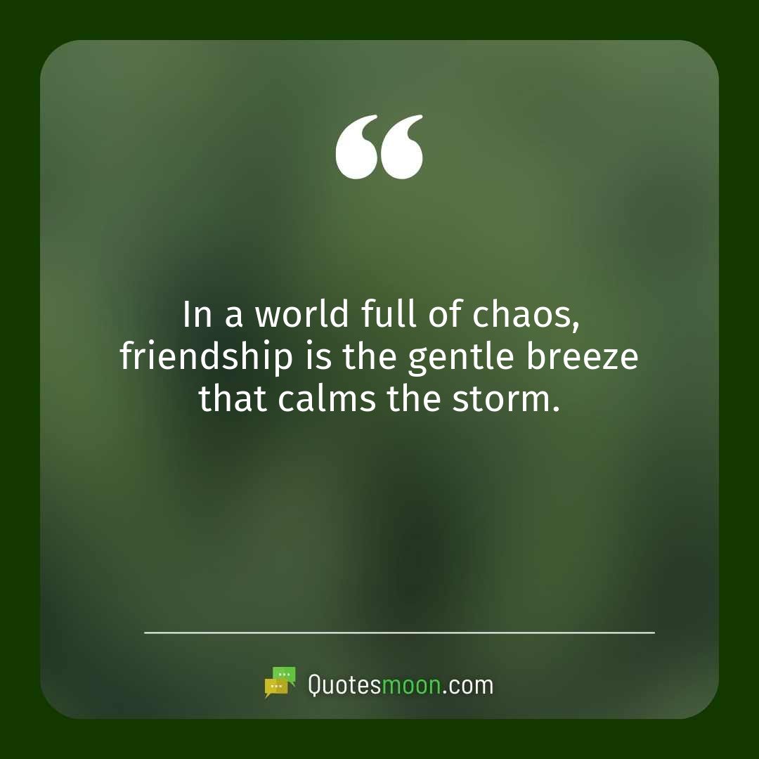 In a world full of chaos, friendship is the gentle breeze that calms the storm.