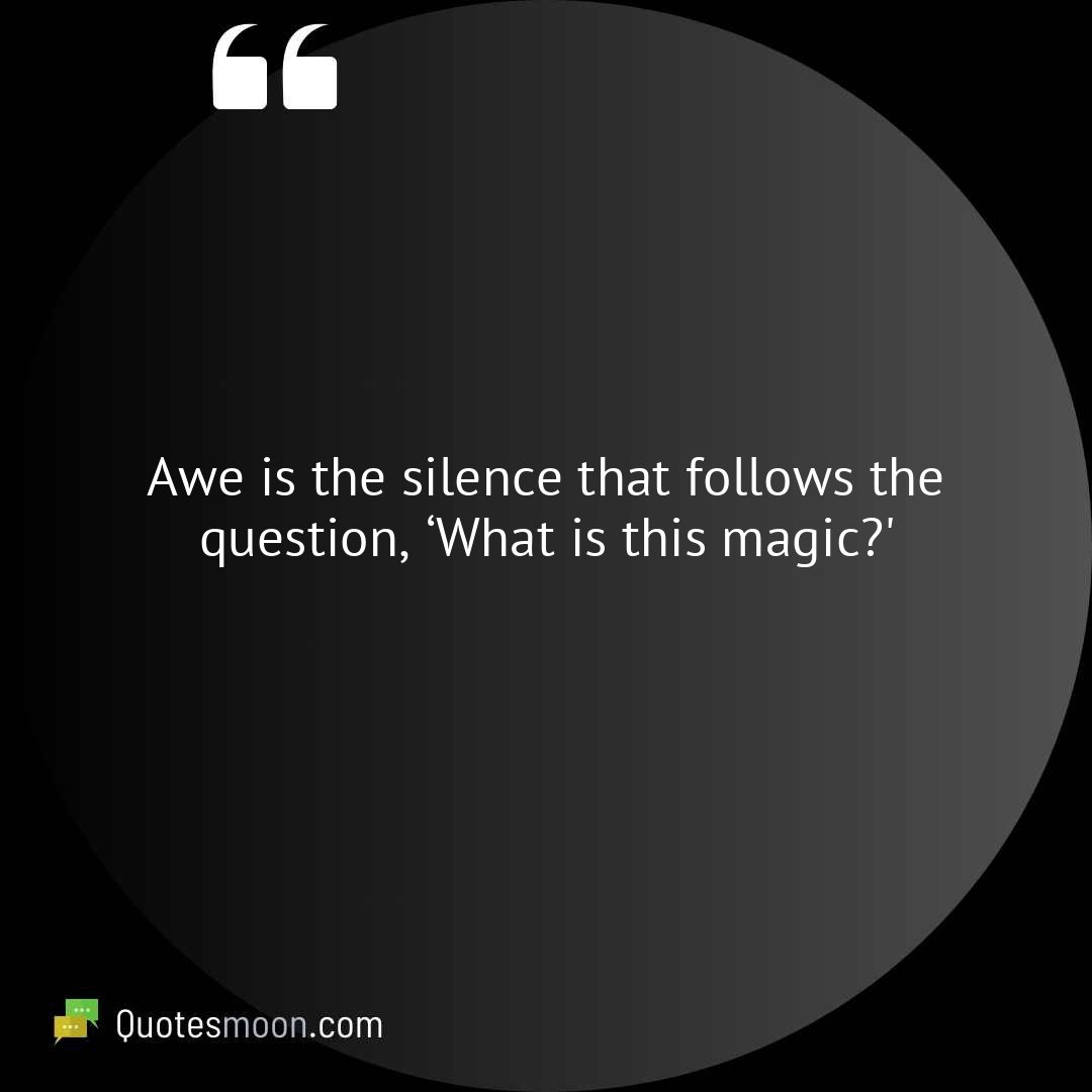 Awe is the silence that follows the question, ‘What is this magic?’