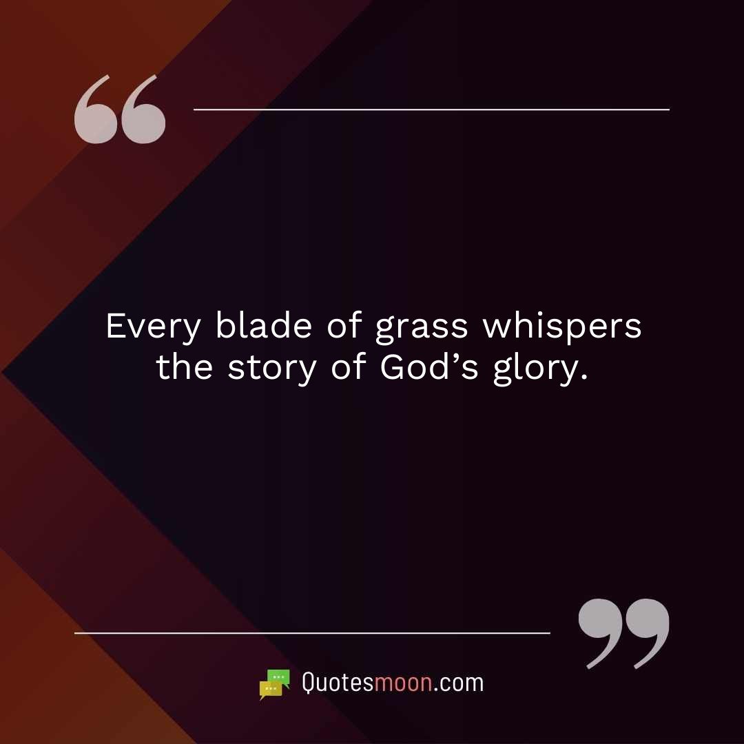 Every blade of grass whispers the story of God’s glory.