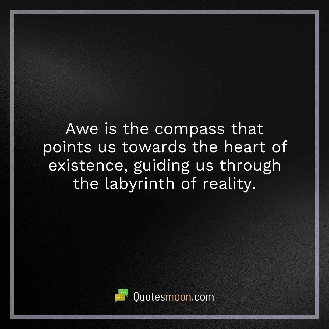 Awe is the compass that points us towards the heart of existence, guiding us through the labyrinth of reality.