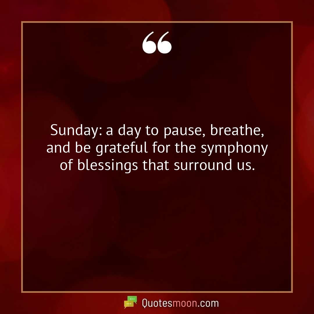 Sunday: a day to pause, breathe, and be grateful for the symphony of blessings that surround us.