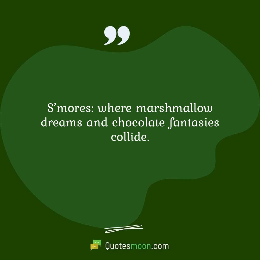 S’mores: where marshmallow dreams and chocolate fantasies collide.