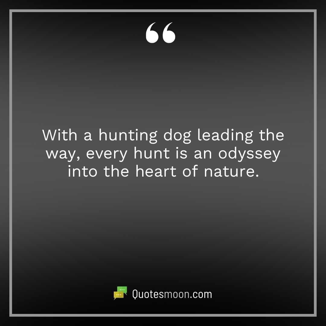With a hunting dog leading the way, every hunt is an odyssey into the heart of nature.