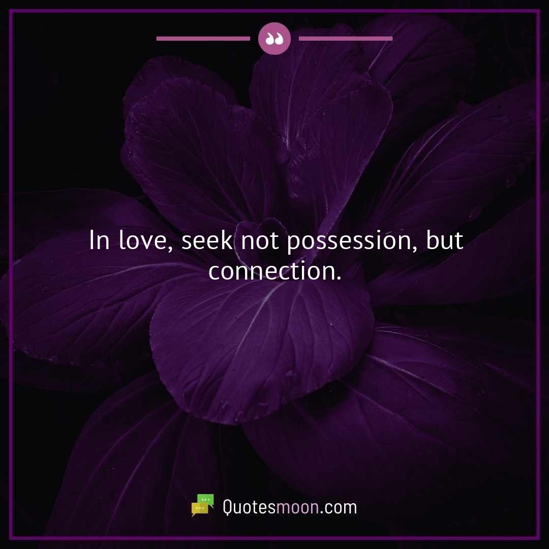 In love, seek not possession, but connection.