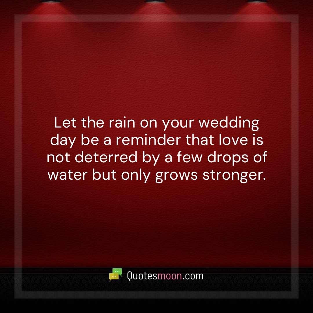 Let the rain on your wedding day be a reminder that love is not deterred by a few drops of water but only grows stronger.