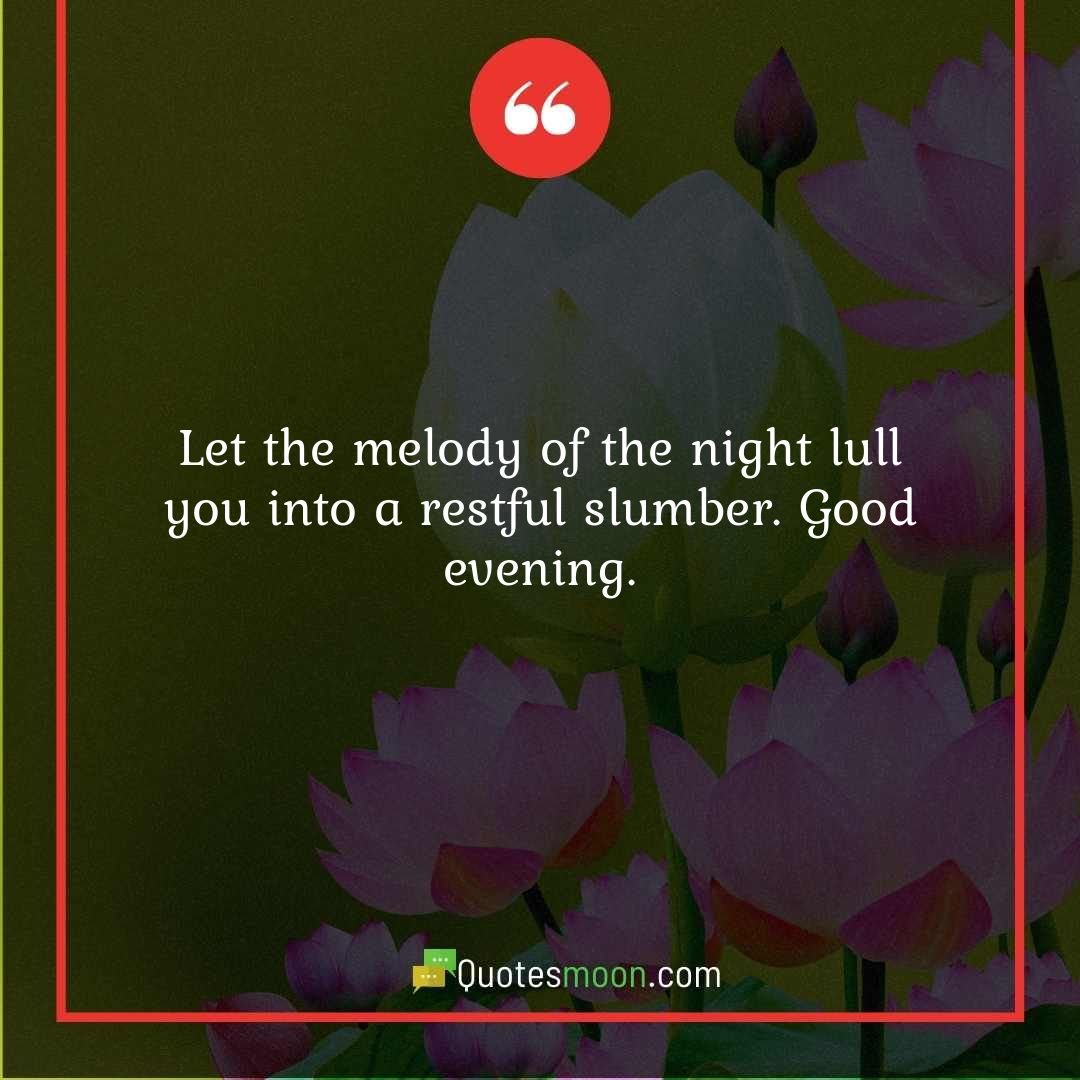 Let the melody of the night lull you into a restful slumber. Good evening.