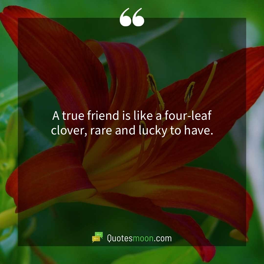 A true friend is like a four-leaf clover, rare and lucky to have.