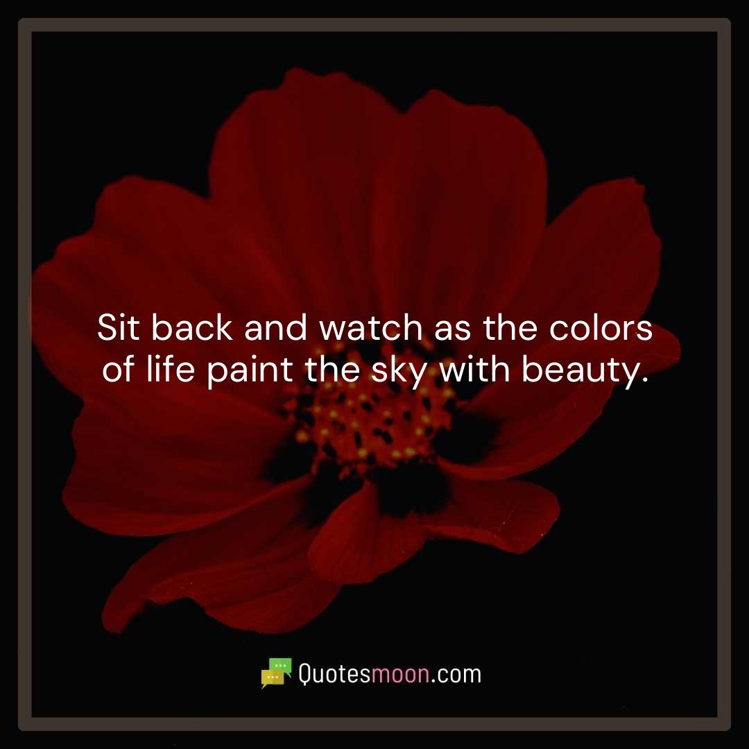Sit back and watch as the colors of life paint the sky with beauty.