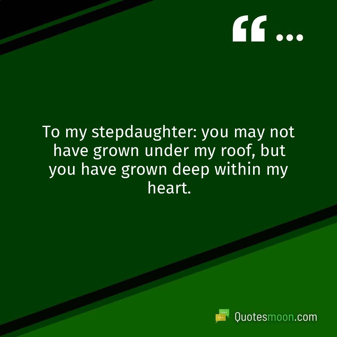 To my stepdaughter: you may not have grown under my roof, but you have grown deep within my heart.