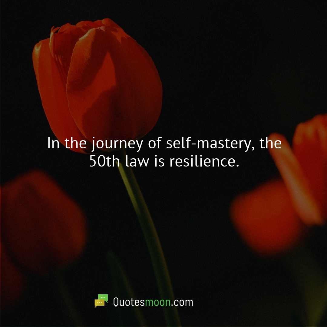 In the journey of self-mastery, the 50th law is resilience.