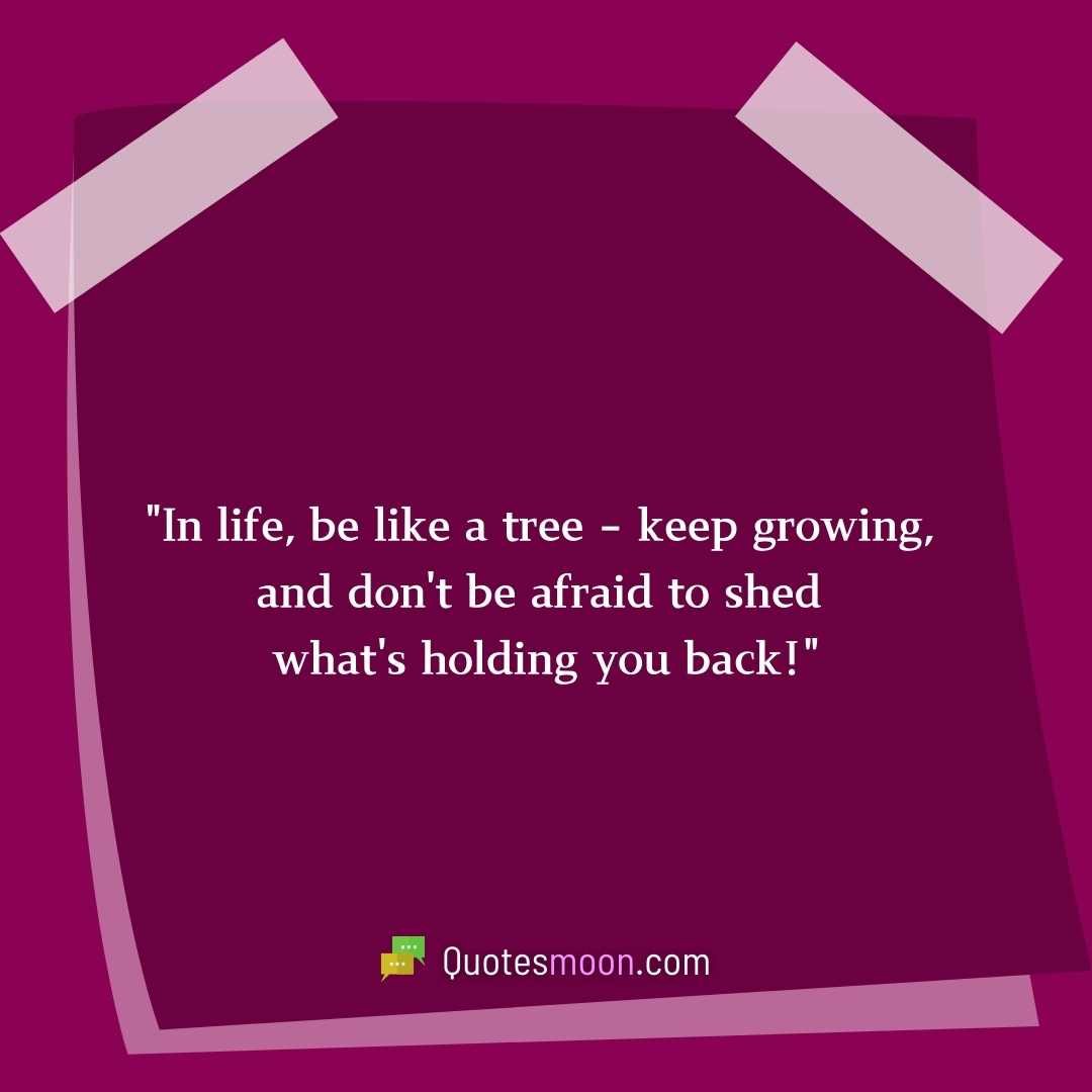 "In life, be like a tree – keep growing, and don't be afraid to shed what's holding you back!"